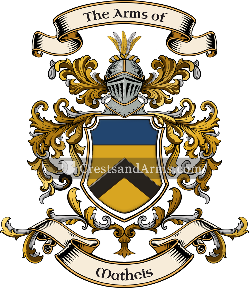 The Matheis coat of arms, drawn from the recorded blazon