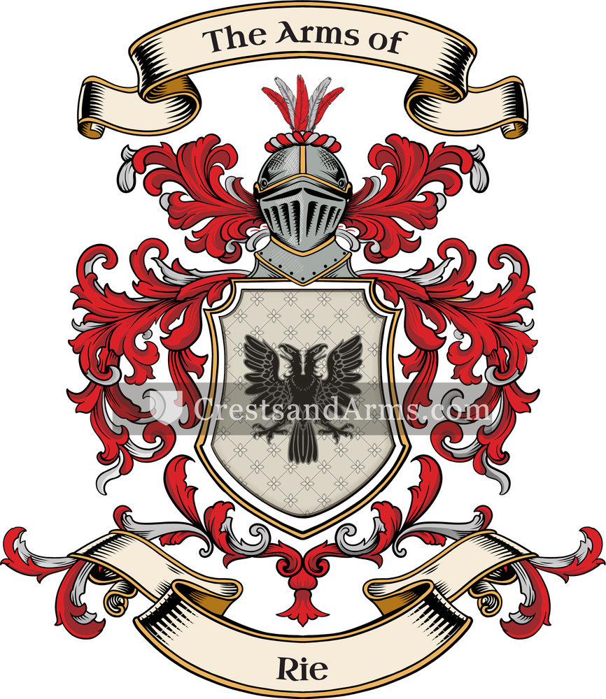 The Rie coat of arms, drawn from the recorded blazon