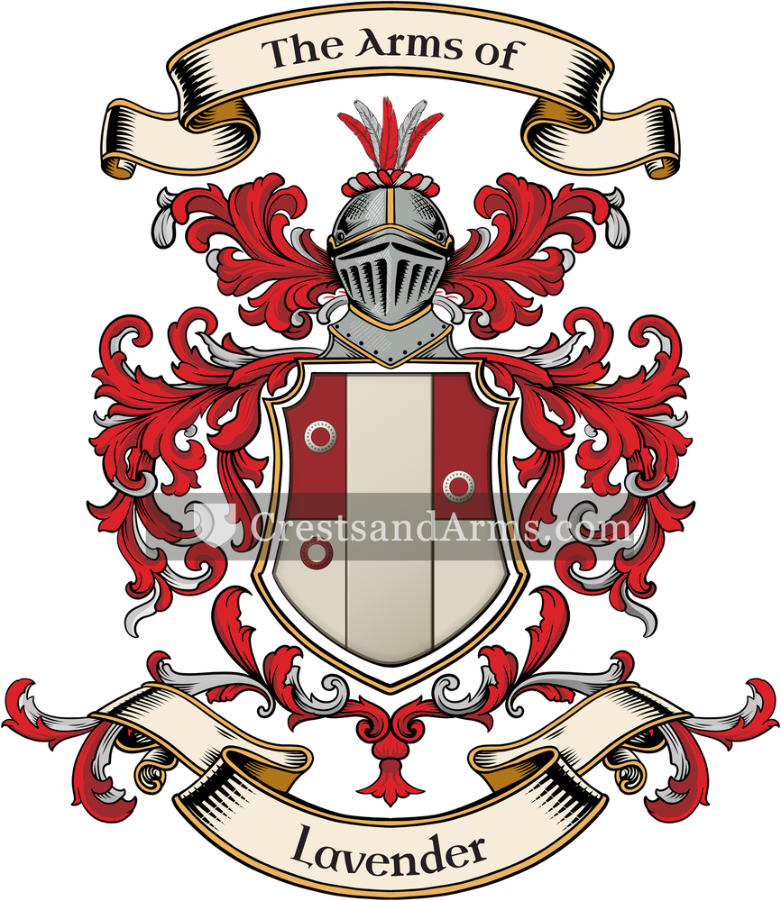 The Lavender coat of arms, drawn from the recorded blazon