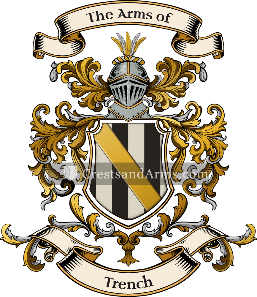 The Trench coat of arms, drawn from the recorded blazon