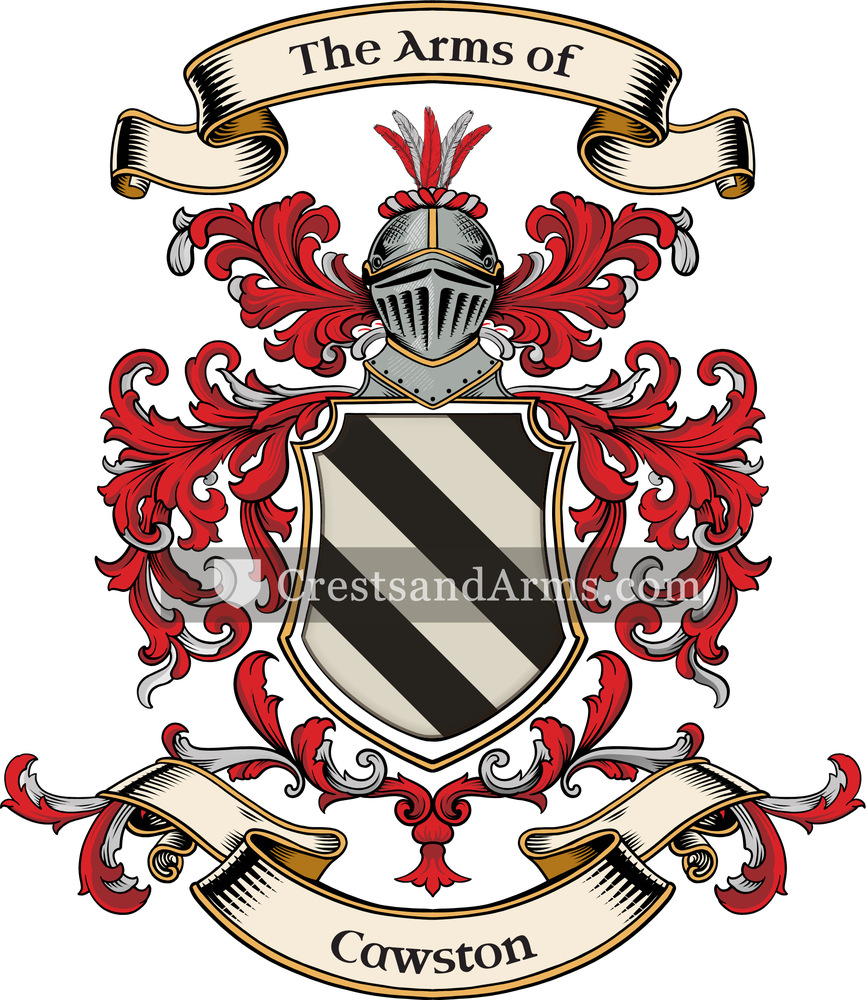 The Cawston coat of arms, drawn from the recorded blazon