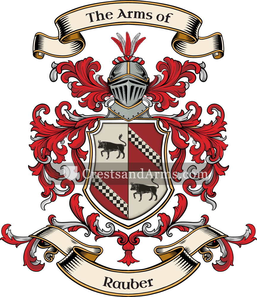 The Rauber coat of arms, drawn from the recorded blazon