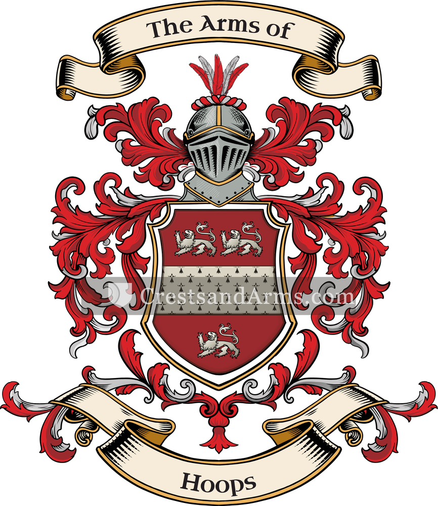 The Hoops coat of arms, drawn from the recorded blazon