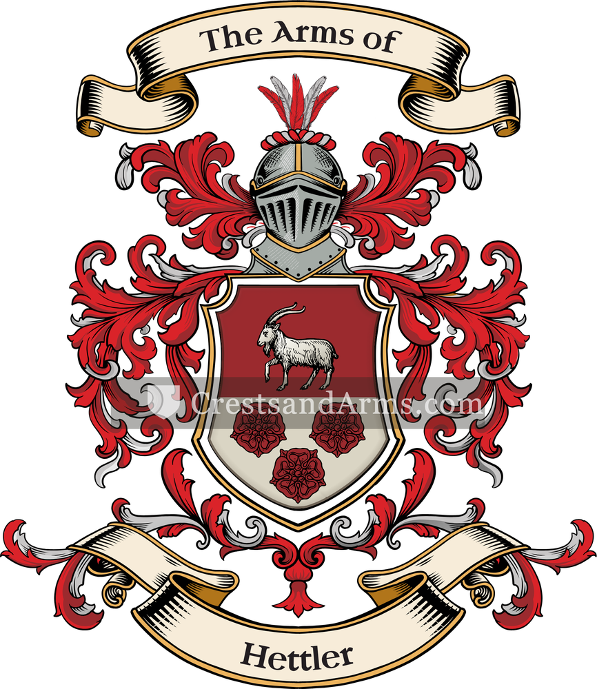The Hettler coat of arms, drawn from the recorded blazon