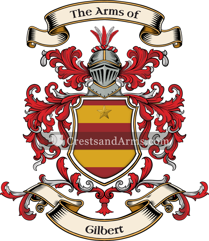 The Gilbert coat of arms, drawn from the recorded blazon