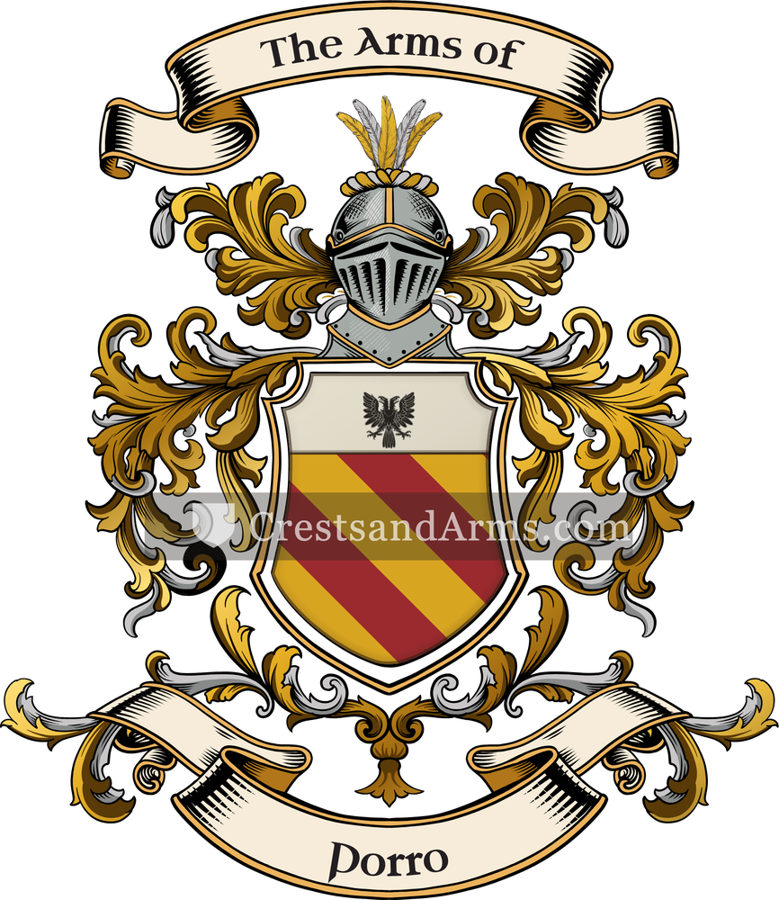 The Porro coat of arms, drawn from the recorded blazon