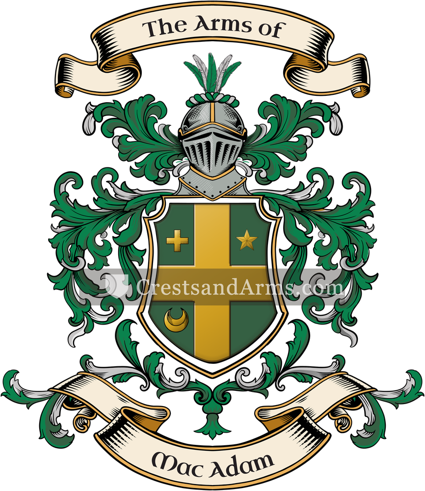 The Mac Adam coat of arms, drawn from the recorded blazon