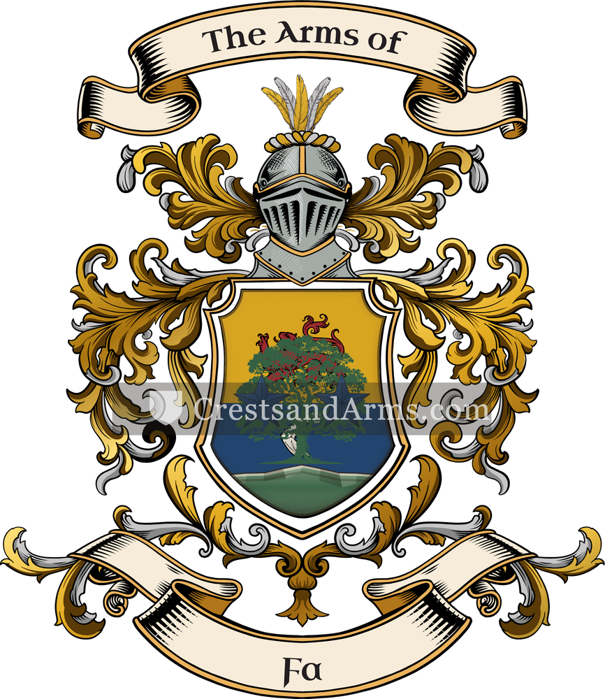 The Fa coat of arms, drawn from the recorded blazon