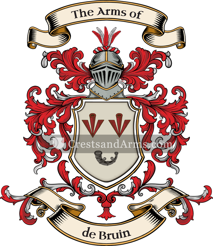 The de Bruin coat of arms, drawn from the recorded blazon