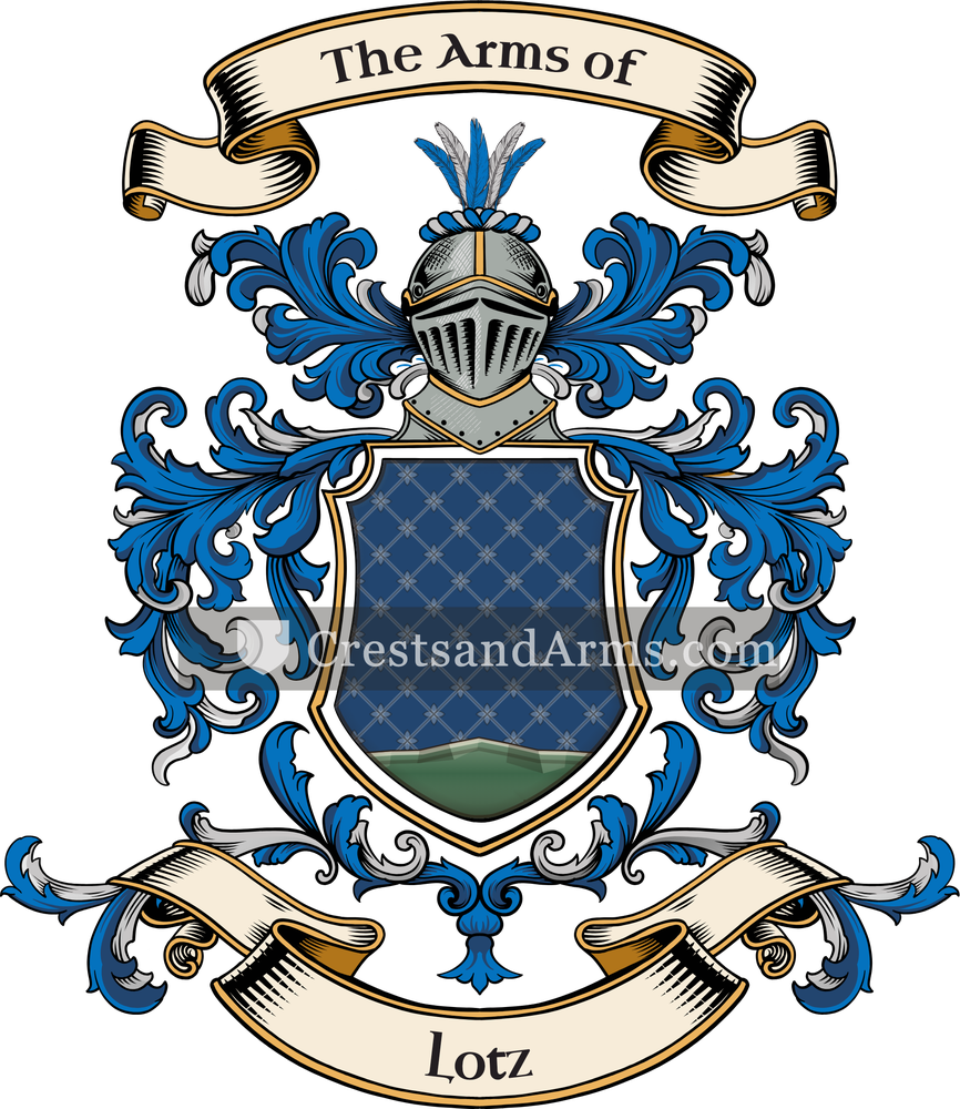 The Lotz coat of arms, drawn from the recorded blazon