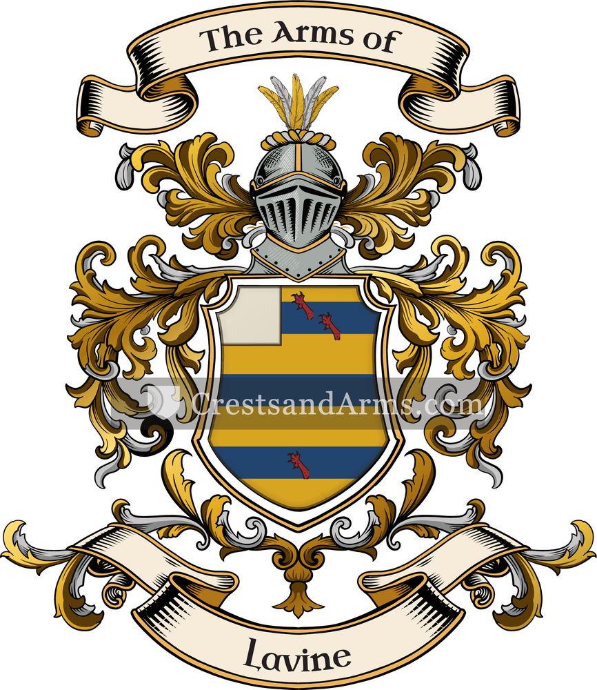 The Lavine coat of arms, drawn from the recorded blazon