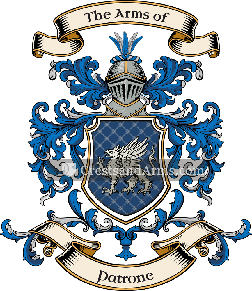 The Patrone coat of arms, drawn from the recorded blazon