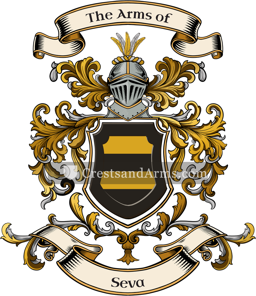 The Seva coat of arms, drawn from the recorded blazon