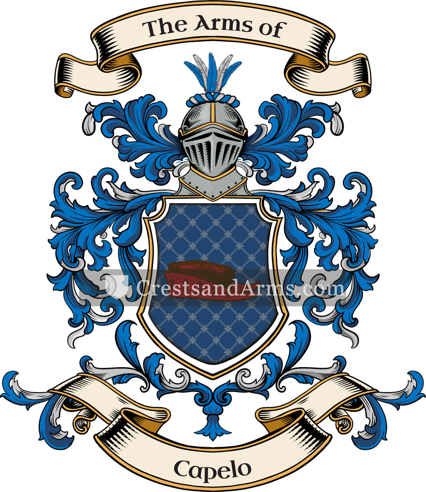 The Capelo coat of arms, drawn from the recorded blazon