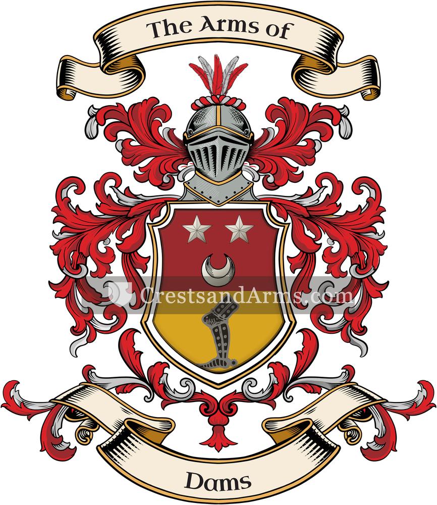 The Dams coat of arms, drawn from the recorded blazon