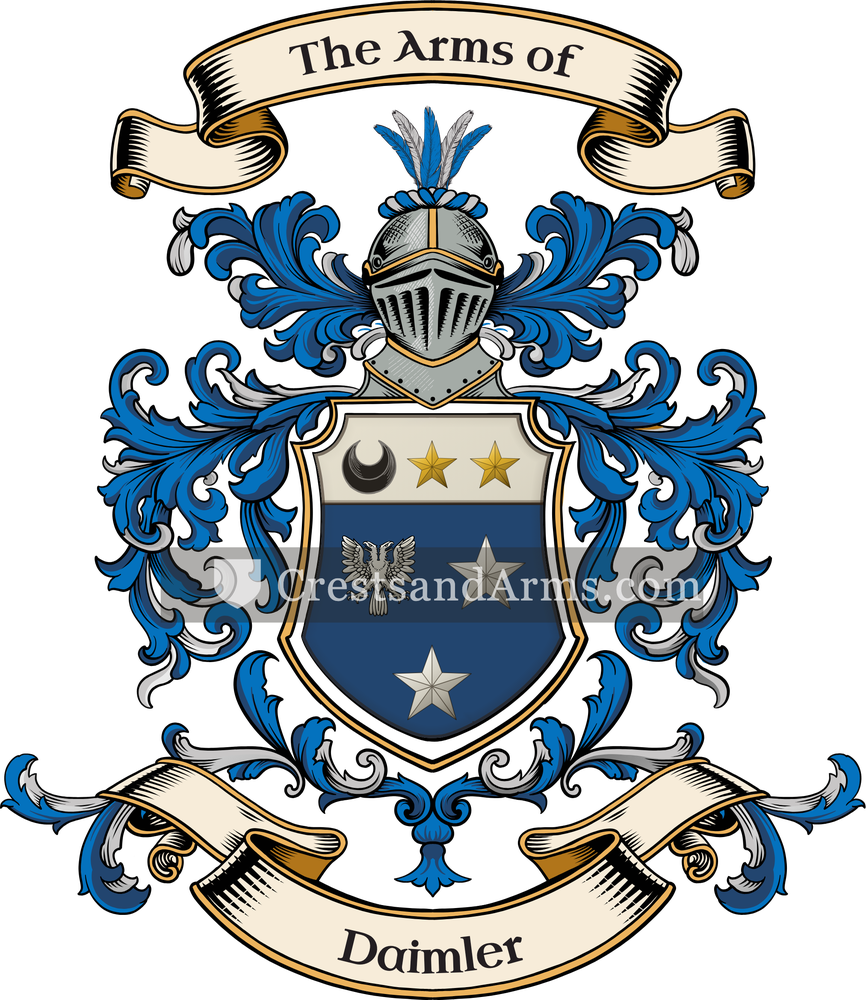 The Daimler coat of arms, drawn from the recorded blazon