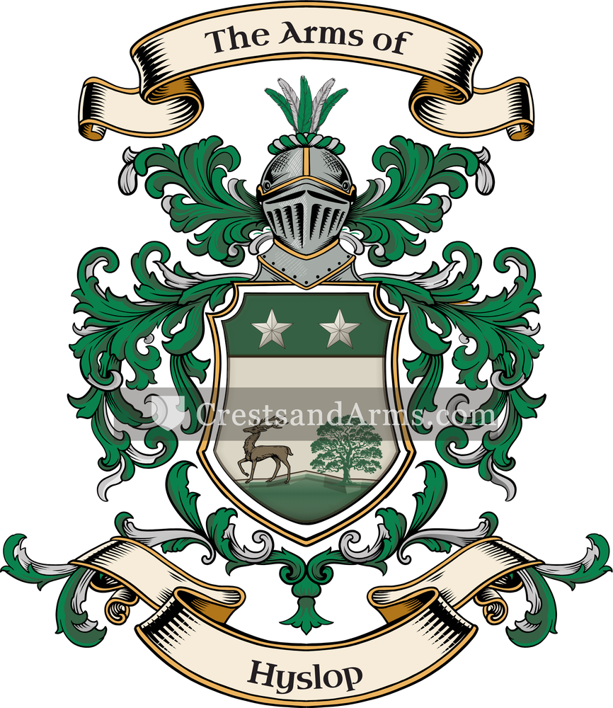 The Hyslop coat of arms, drawn from the recorded blazon
