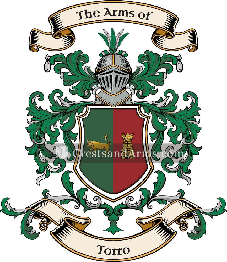 The Torro coat of arms, drawn from the recorded blazon