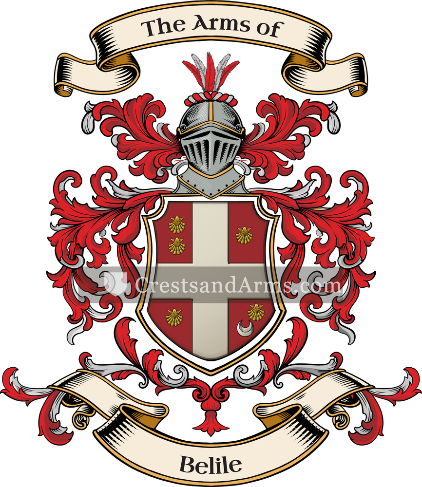 The Belile coat of arms, drawn from the recorded blazon