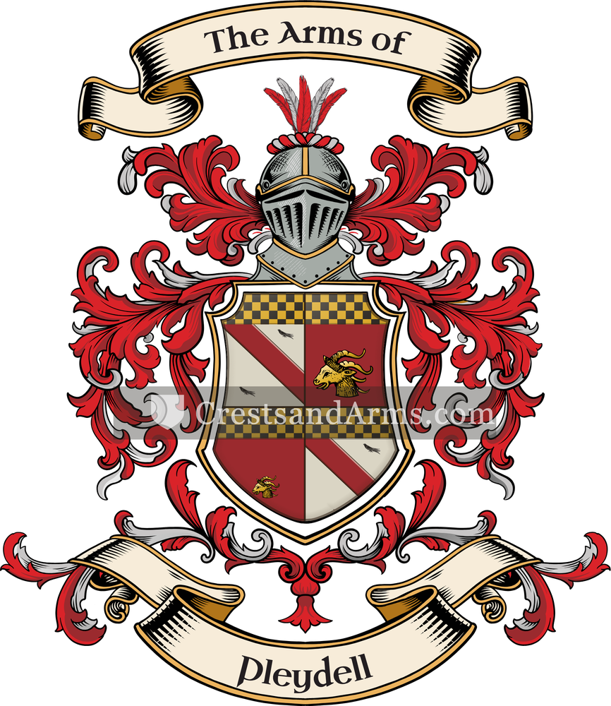 The Pleydell coat of arms, drawn from the recorded blazon