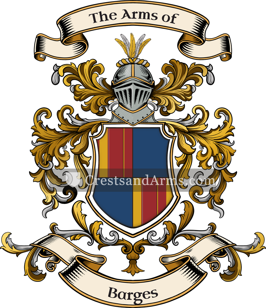 The Barges coat of arms, drawn from the recorded blazon