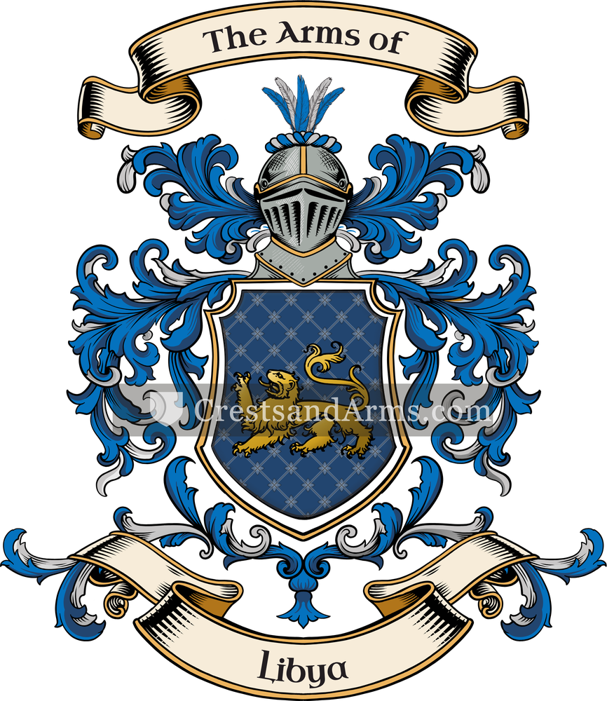 The Libya coat of arms, drawn from the recorded blazon