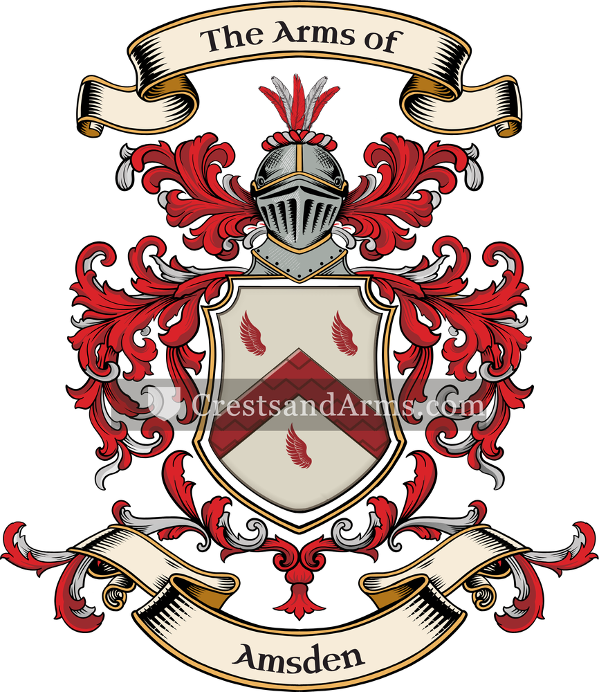 The Amsden coat of arms, drawn from the recorded blazon
