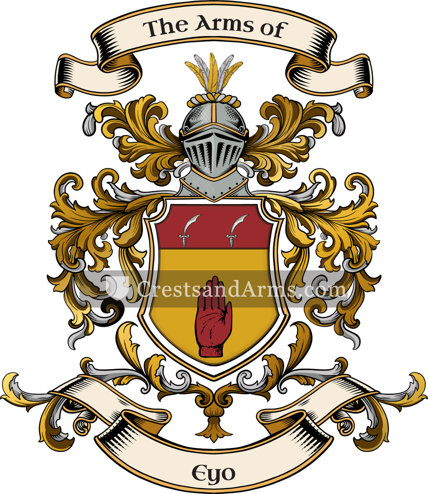 The Eyo coat of arms, drawn from the recorded blazon
