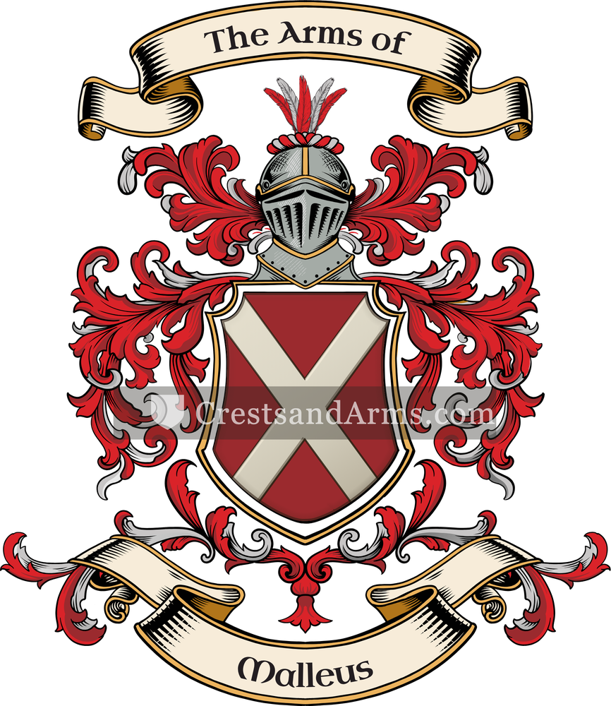The Malleus coat of arms, drawn from the recorded blazon