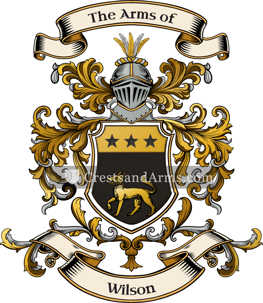 The Wilson coat of arms, drawn from the recorded blazon