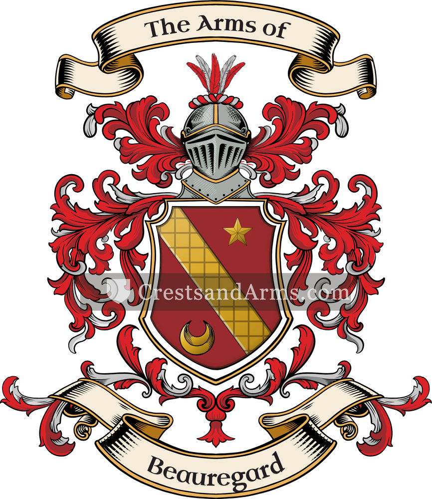The Beauregard coat of arms, drawn from the recorded blazon