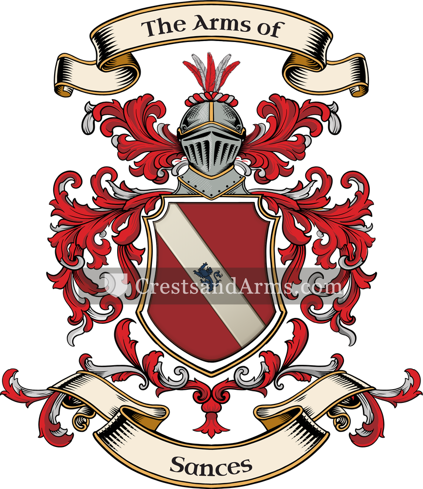 The Sances coat of arms, drawn from the recorded blazon