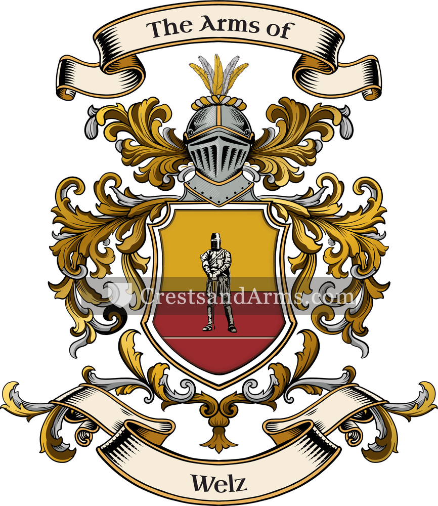 The Welz coat of arms, drawn from the recorded blazon