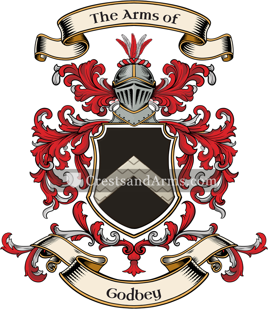 The Godbey coat of arms, drawn from the recorded blazon
