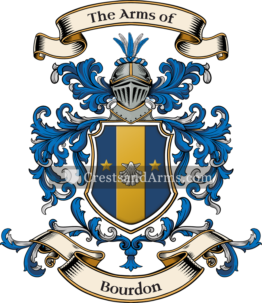 The Bourdon coat of arms, drawn from the recorded blazon