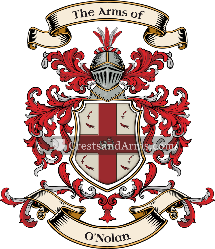 The O'Nolan coat of arms, drawn from the recorded blazon