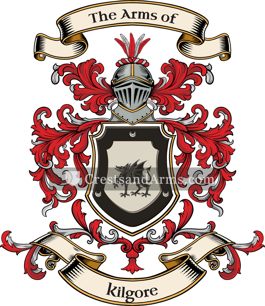The Kilgore coat of arms, drawn from the recorded blazon