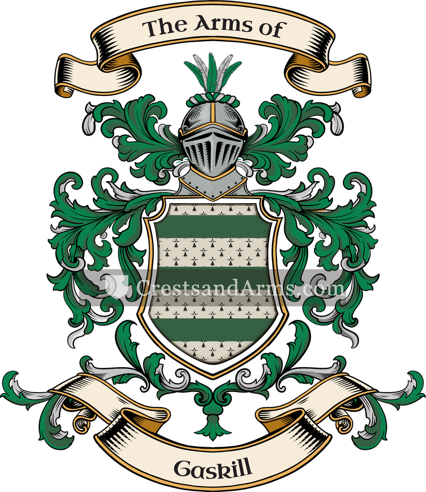 The Gaskill coat of arms, drawn from the recorded blazon