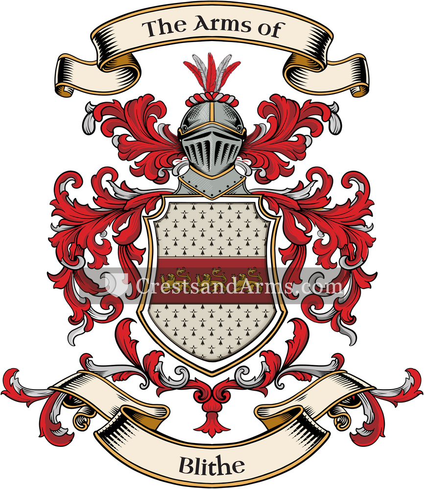 The Blithe coat of arms, drawn from the recorded blazon