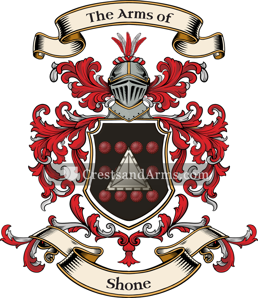 The Shone coat of arms, drawn from the recorded blazon