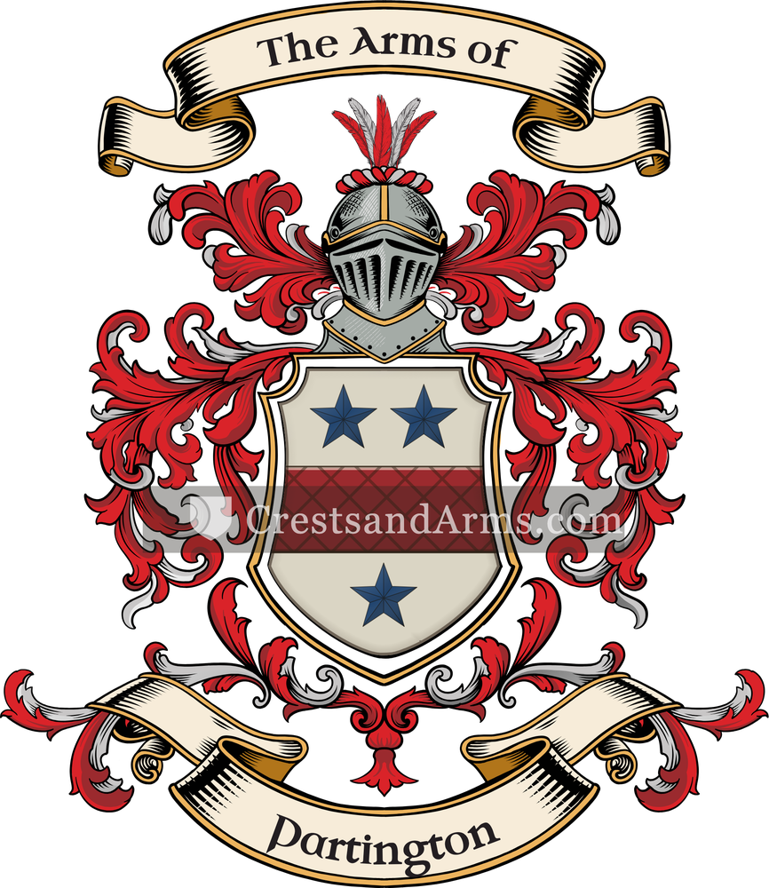 The Partington coat of arms, drawn from the recorded blazon