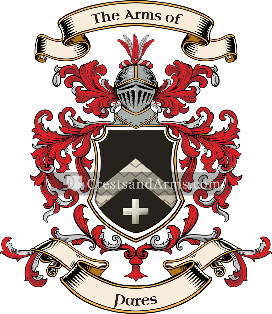 The Pares coat of arms, drawn from the recorded blazon