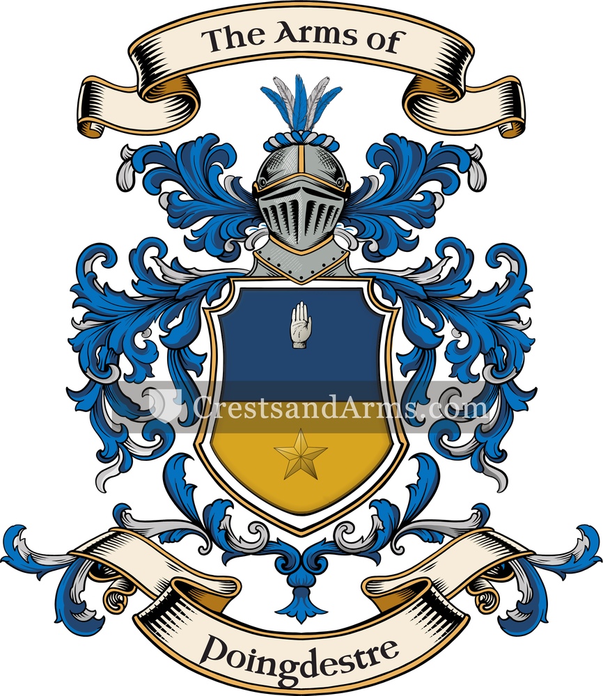 The Poingdestre coat of arms, drawn from the recorded blazon