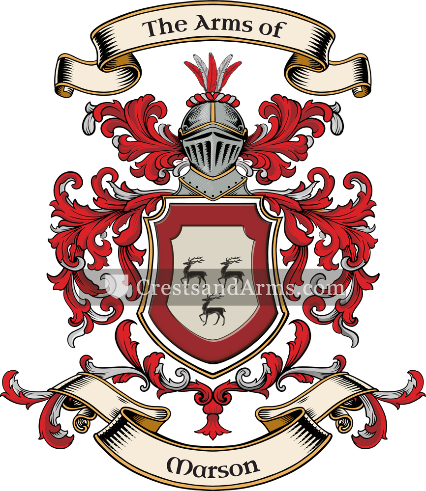 The Marson coat of arms, drawn from the recorded blazon