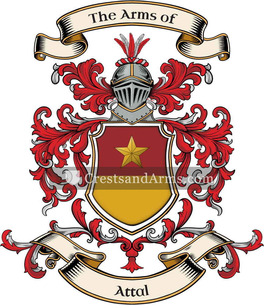 The Attal coat of arms, drawn from the recorded blazon