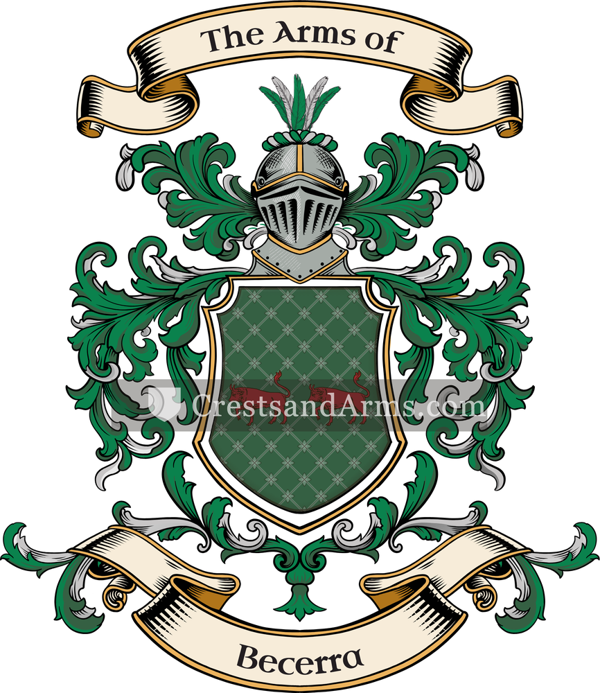 The Becerra coat of arms, drawn from the recorded blazon