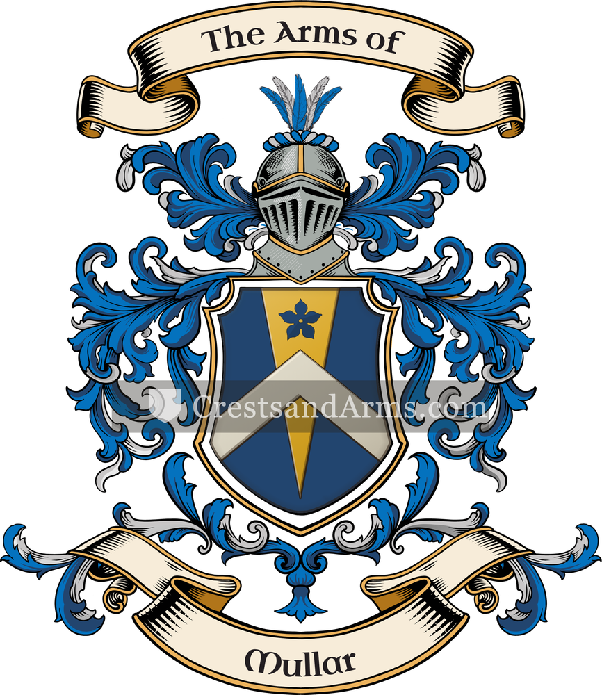 The Mullar coat of arms, drawn from the recorded blazon