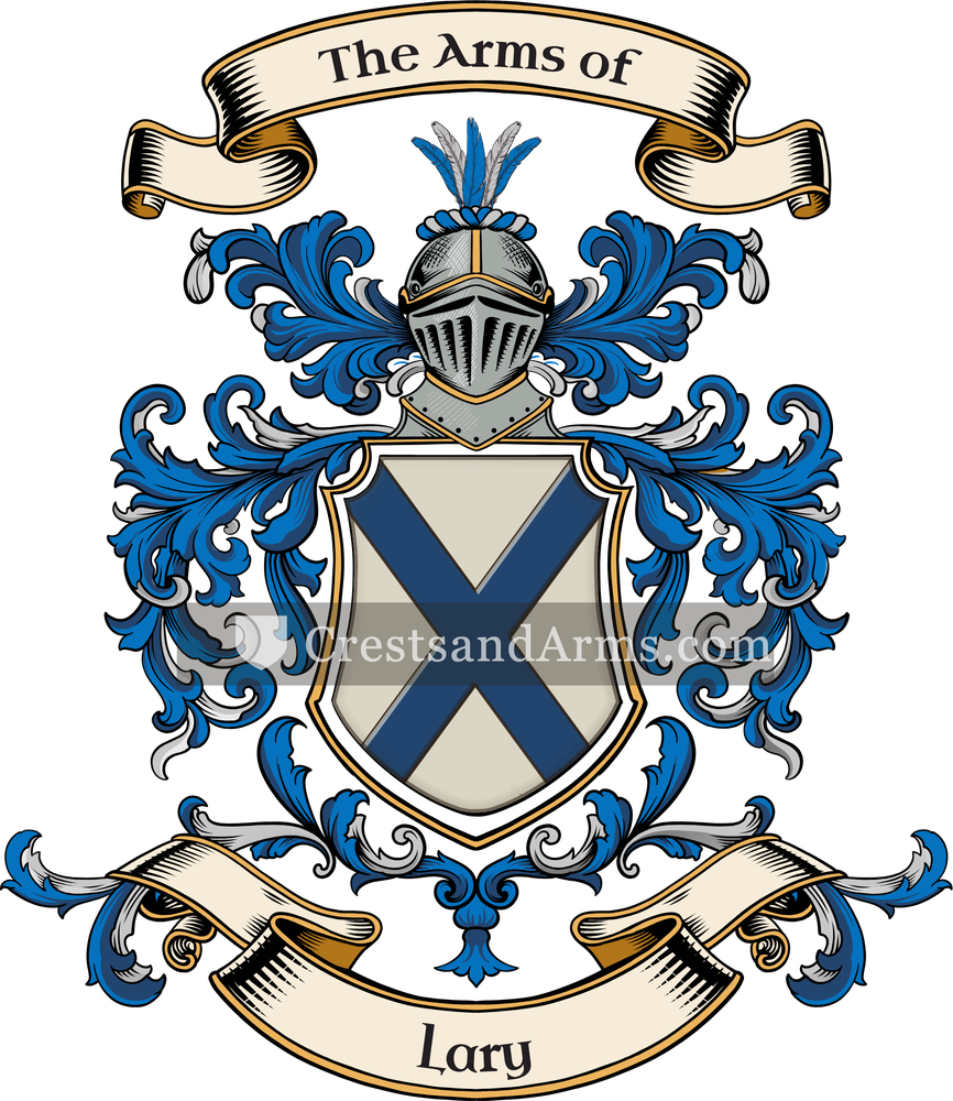 The Lary coat of arms, drawn from the recorded blazon
