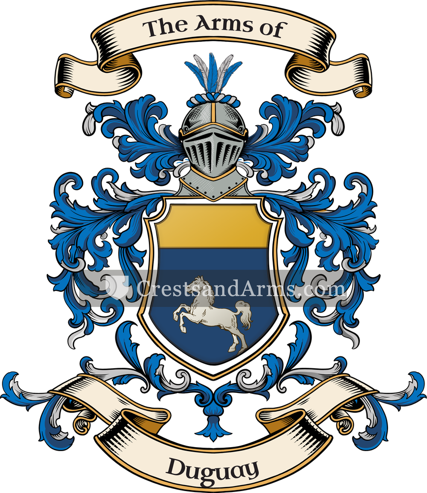 The Duguay coat of arms, drawn from the recorded blazon