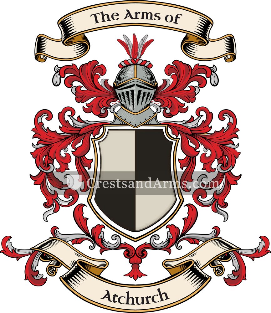 The Atchurch coat of arms, drawn from the recorded blazon